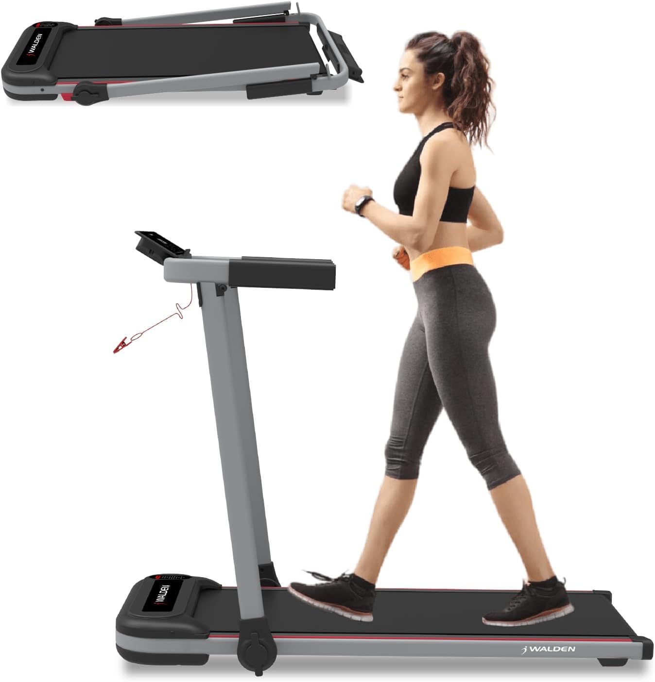 Walden F2800 Tapis de course électrique pliable, moteur 2,5 CV, vitesse 1-10 km/h, 12 programmes, écran LCD
