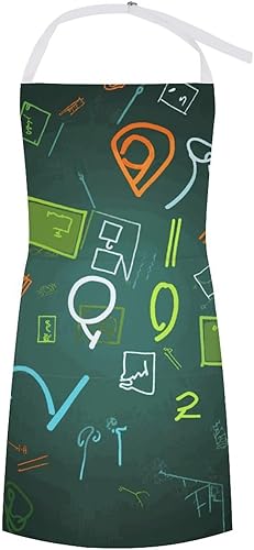 MUSM Math Question ApronClassic Vintage Funny with Pockets Aprons,Adjustable Bib Waterdrop Resistant for Kitchen Cooking Restaurant BBQ Painting