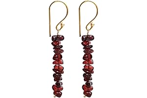 Gempires Dazzling Emerald Cut Red Garnet Earrings