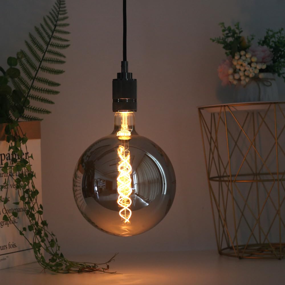 Lampadina Led Vintage Cubetto Di Ghiaccio 95mm 4W E27 Dimmerabile: Luce Giallo Caldo Per Bar, Ristoranti E Casa (Fumo)