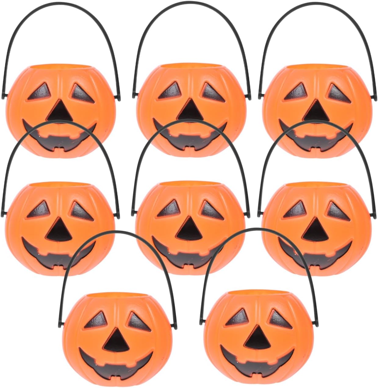 ULTECHNOVO Halloween Pumpkin Candy Bucket Mini Plastic Pumpkin Pail for Kids or Treat Party Candy Holder and Desktop Holder