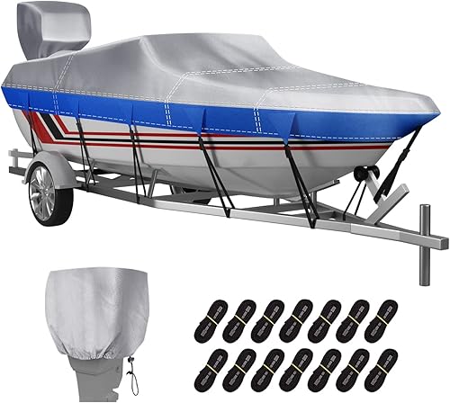 Cubierta de barco + cubierta de motor, poliéster teñido en solución 600D, resistente al agua, resistente a los rayos UV, cubiertas de barco de grado