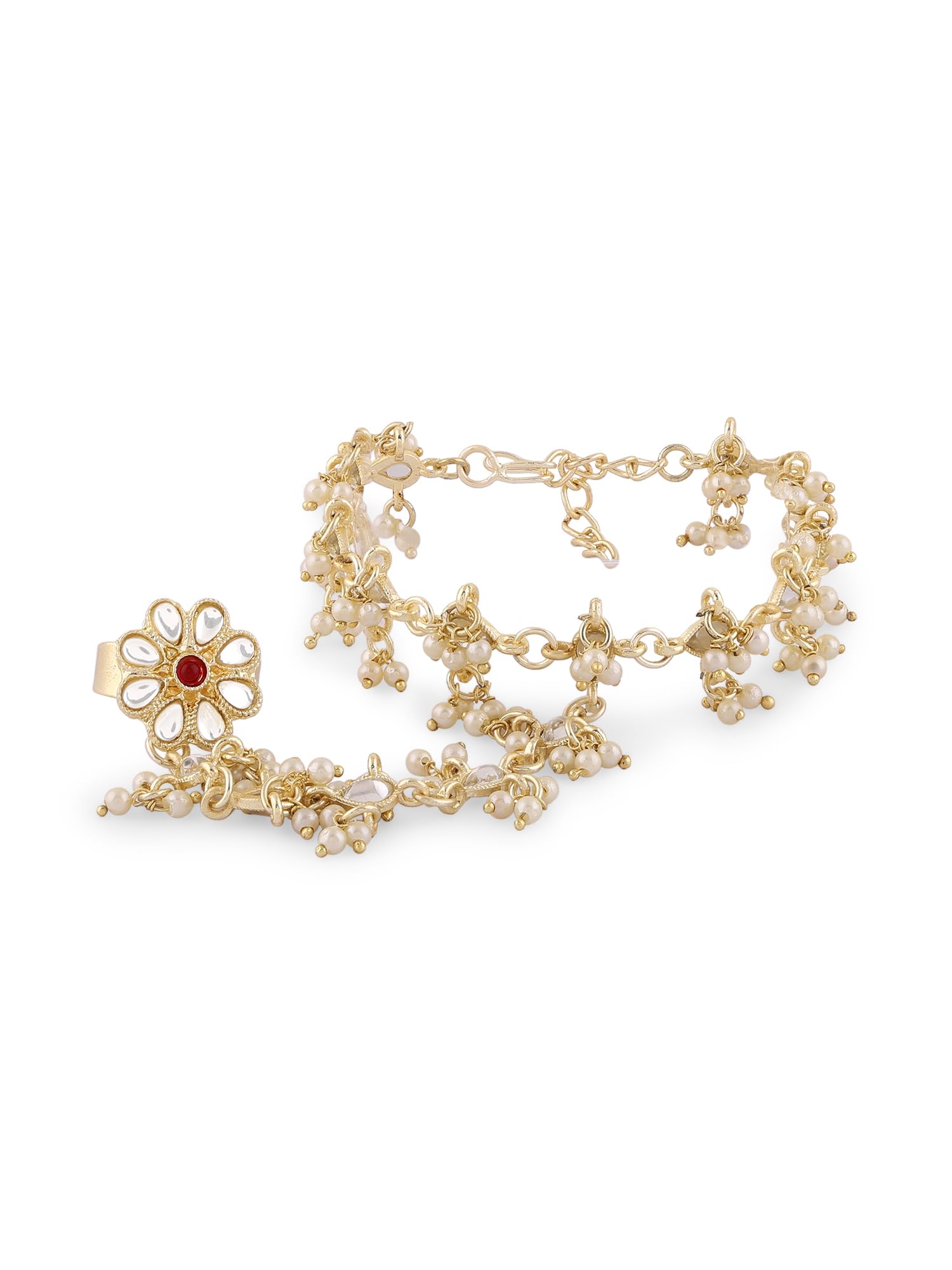 ZAVERI PEARLS Gold Tone Kundan & Pearls Embellished Ethnic Hand Harness Bracelet For Women-ZPFK16602 (B0CKZDQDCP) Amazon Price History, Amazon Price Tracker