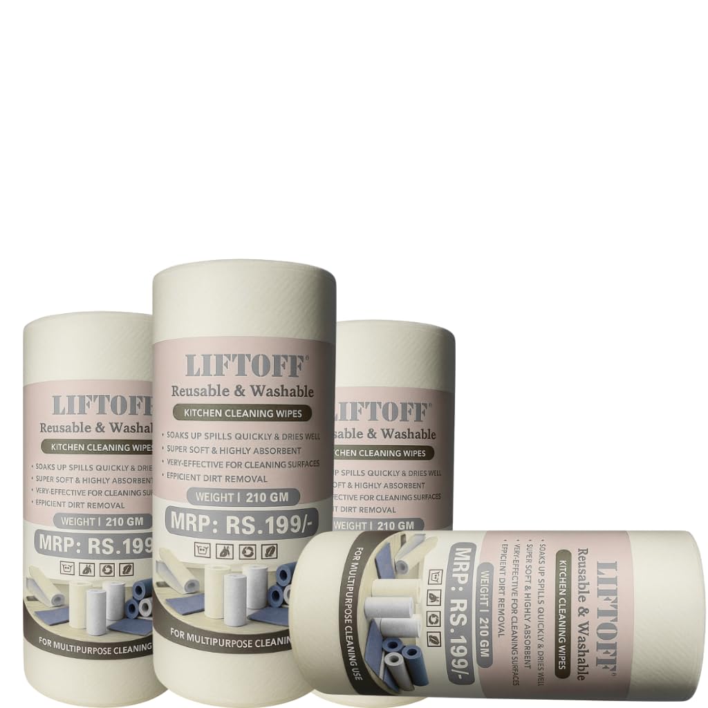 Liftoff Kitchen Roll 4 Ply | Soft & Absorbent Paper Towels | 100 Pulls | White Napkin Pack 4-image-28