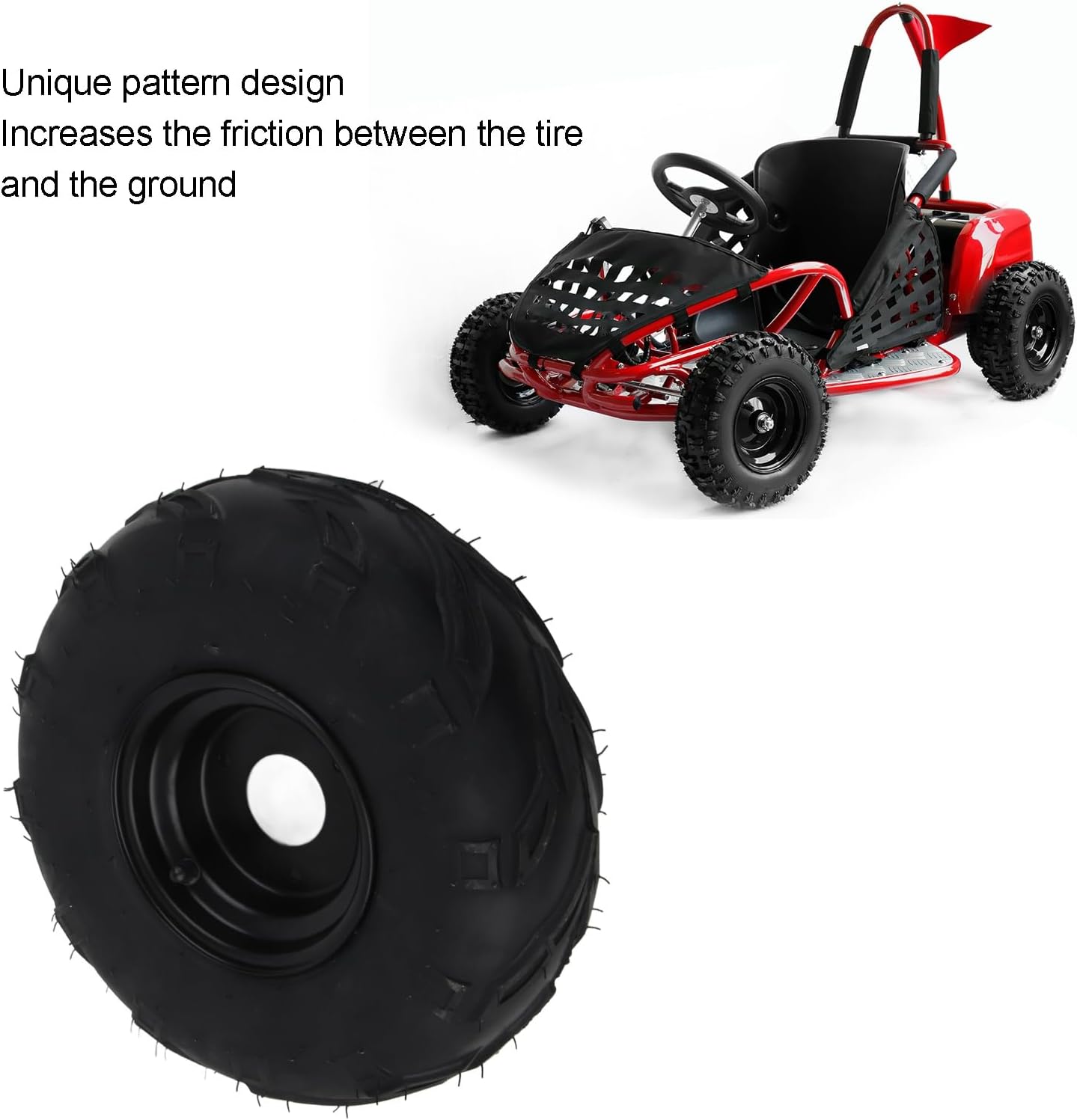 145 70-6 Tires ATV, Reducing Noise Rubber Tubeless Tire Unique Pattern Design Mini Bike Quad Go Kart Tires for Go Kart Utv Quad Bike 4 Wheelers