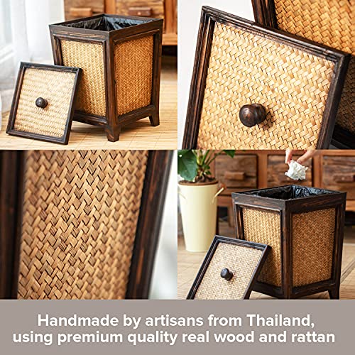 Caneca de Basura Rattan 7L Marrón Cuadrada con Tapa miniatura 6