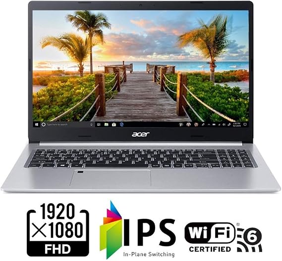 Acer Aspire 5 Slim Laptop, 15.6 Full HD IPS Display, 10th Gen Intel Core i5-10210U, 8GB DDR4, 256GB PCIe NVMe SSD, Intel Wi-Fi 6 AX201 802.11ax, Fingerprint Reader, Backlit KB, A515-54-59W2, Silver