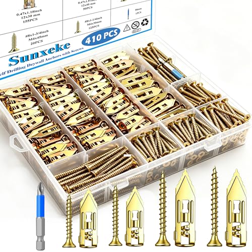 410 PCS Self Drilling Drywall Anchors Kit