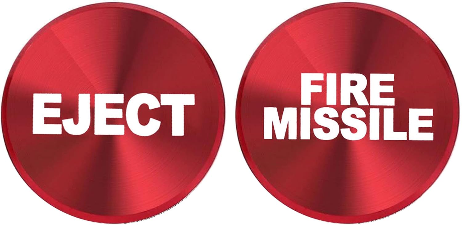 Aluminum Eject FIRE Missile Button Car Cigarette Lighter Plug Cover for Most Automotive Vehicles Boats with Standard 12 Volt Power Source (Eject red+FIRE Missile red)