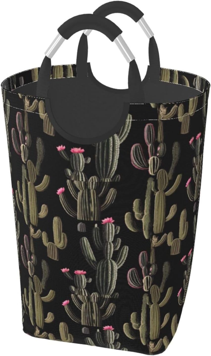 Desert Cactus Foldable storage bag, 50L capacity, suitable for laundry room, dormitory bedroom, dirty clothes storage basket.