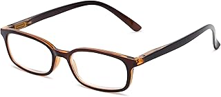Readers.com Reading Glasses: The Brookside Reader, Plastic Rectangle Style for Men and Women - Brown, 2.25