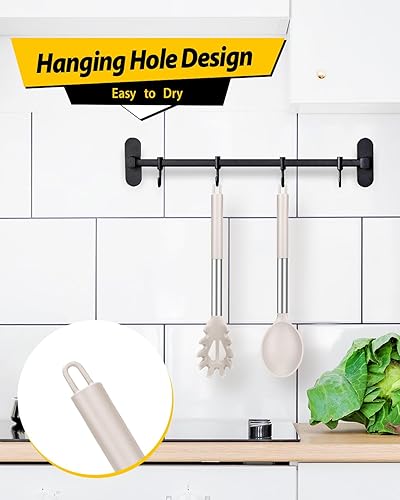 Miniatura 6 de Juego de tenedor de silicona para pasta y cuchara de cocina, utensilios de cocina antiadherentes para cocinar, agitar, servir espaguetis, sopa,