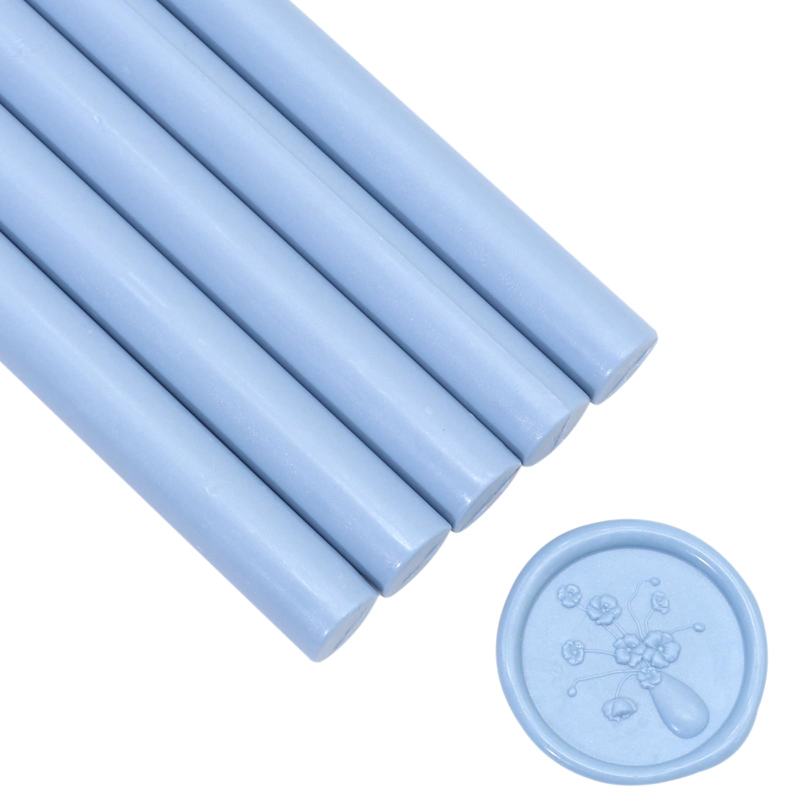 Glue Gun Wax Seal Sticks Dusty Blue, Andotopee 10pcs Vintage Sealing Wax Sticks for Wax Seal Stamp, 0.43 X 5.3