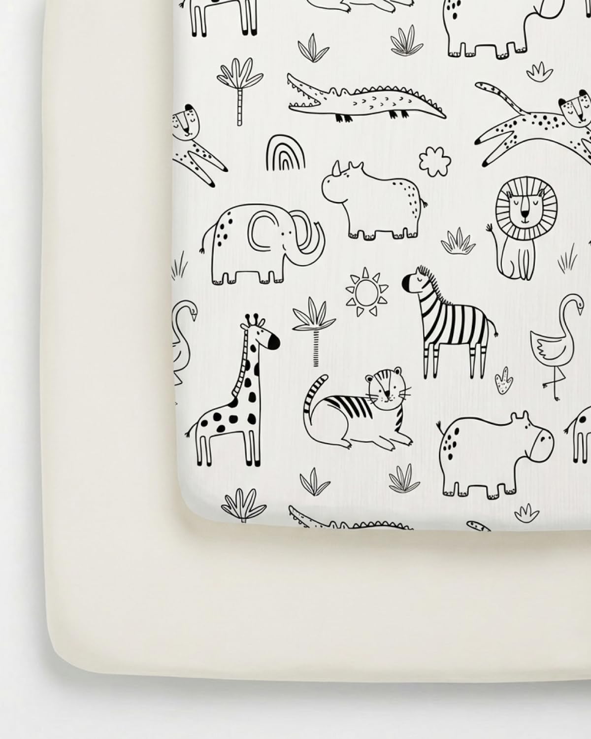 2-Pack Pack N Play Sheets - Playard Mattress Sheets - 38 x 26in, Zoo Sketch