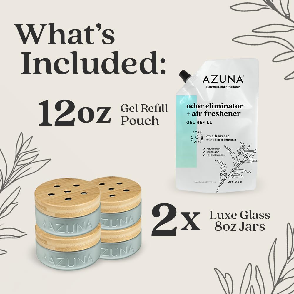 Azuna Air Freshener & Odor Eliminator Gel 2 Room Kit, Includes (2) 8 oz