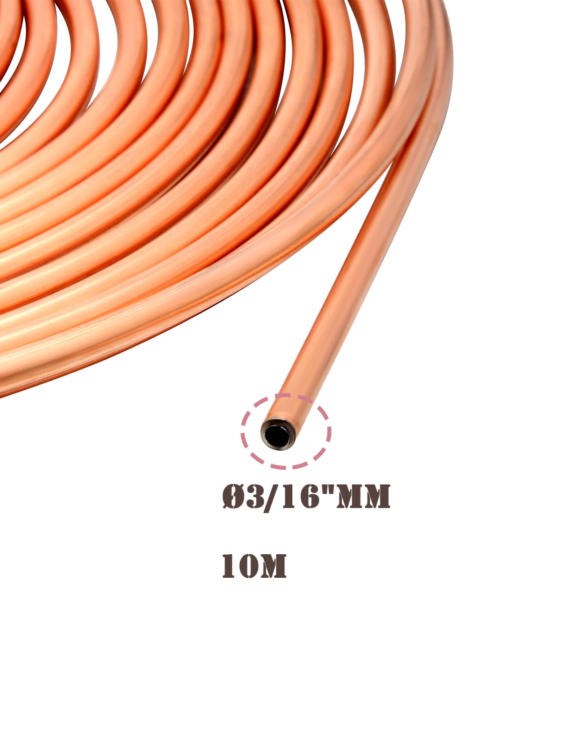 DROMEDARY Tubo freno per auto, in rame, 10 m, diametro 3/16" (4,75 mm), con 16 dadi, kit freno generale per auto
