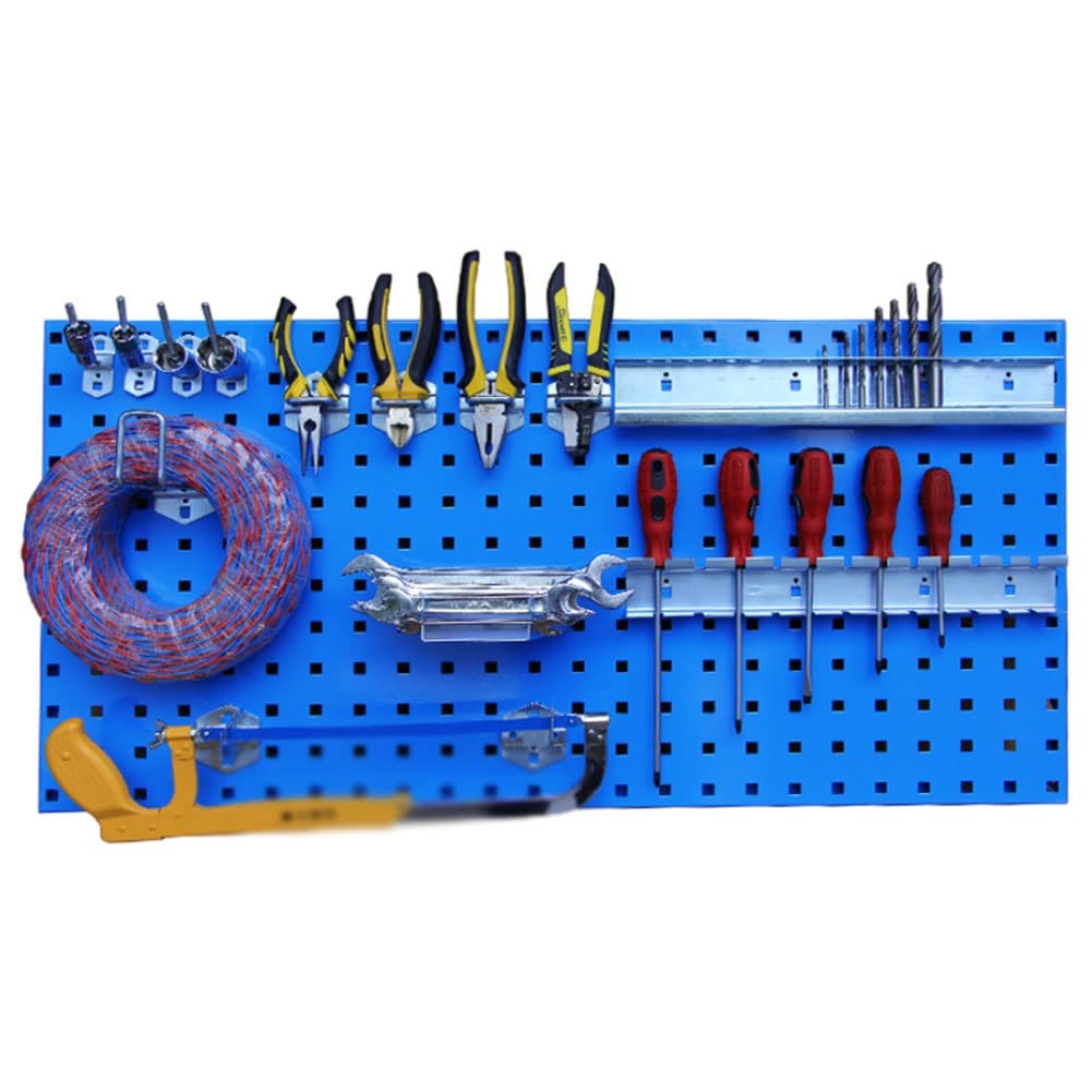 Niebieski organizer na pegboard do garażu, 120 x 45 cm, panel do przechowywania narzędzi z haczykami i pojemnikami, wszechstronne narzędzie, organizer do majsterkowania i domu, do wydajnych rozwiązań