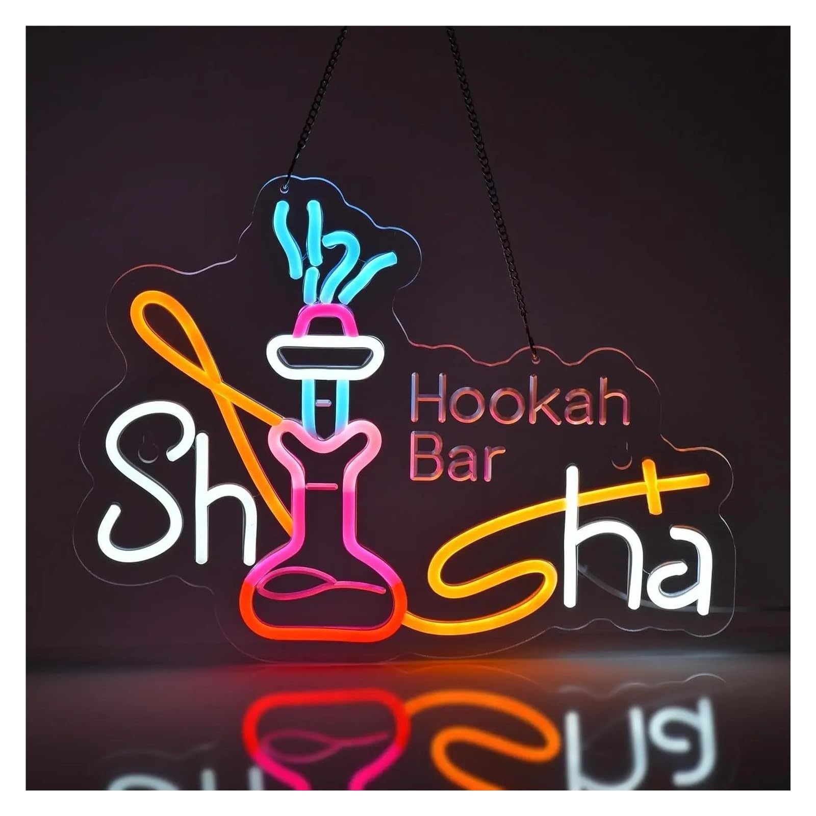 Xenite One Color Hanging Art Neon Signs Shisha Neon Sign Usb Dimmable Neon Light Sign For Hookah Restaurant Smoke Home Louge Shop Bar 40X30cm