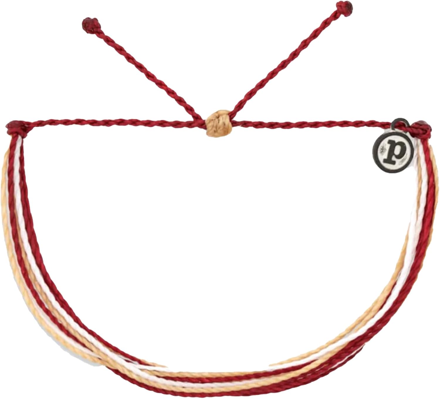 Pura Vida Bracelets Original Maroon & Tan & White Bracelet String Bracelets