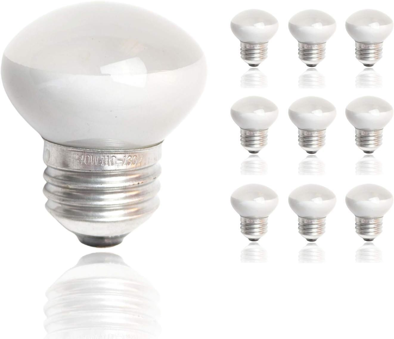 – 25 Watts R14 Reflector E26 Standard Screw Medium Base – Dimmable Short Neck Frosted Lava Lamp Light Bulb Incandescent – 120V 2.50 Inch 120Lm 2700K Warm White Frost – 10 Pack