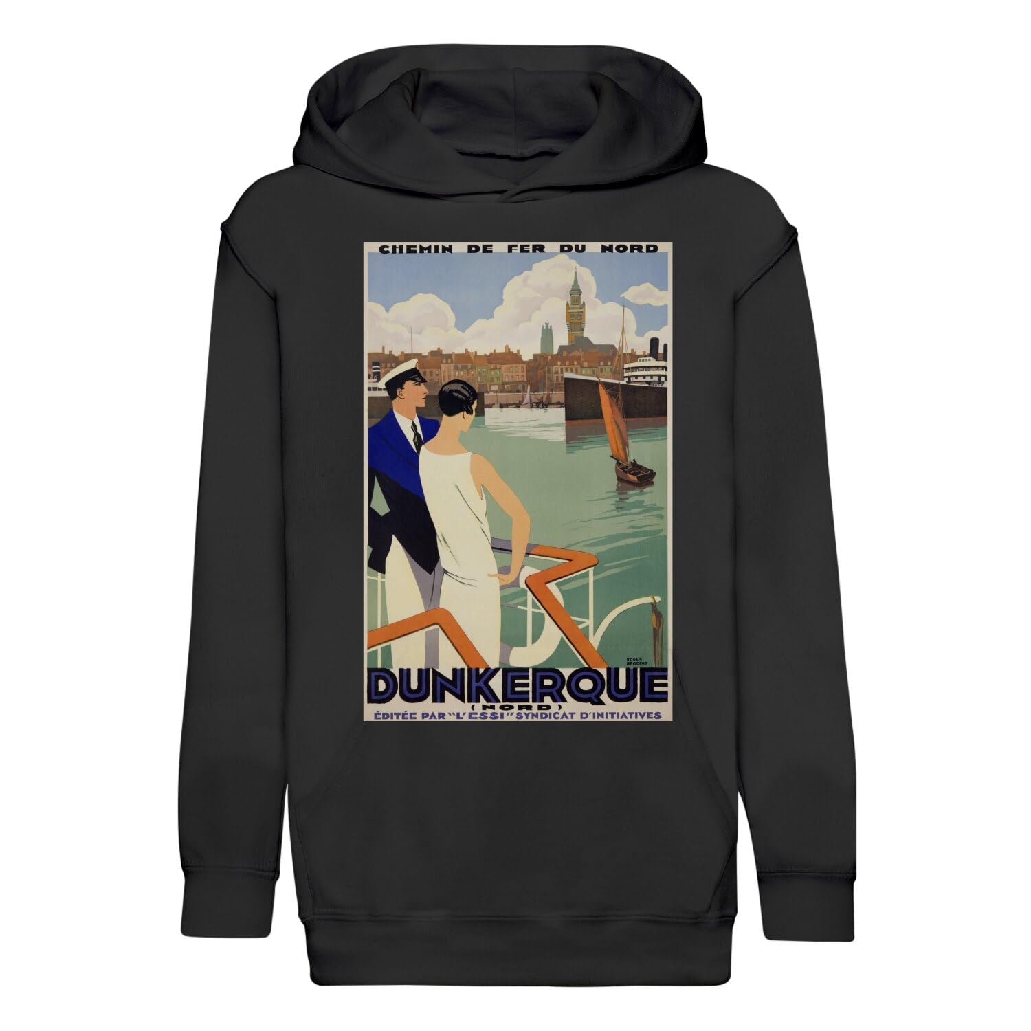 Sweat à capuche enfant Dunkerque vintage style art déco