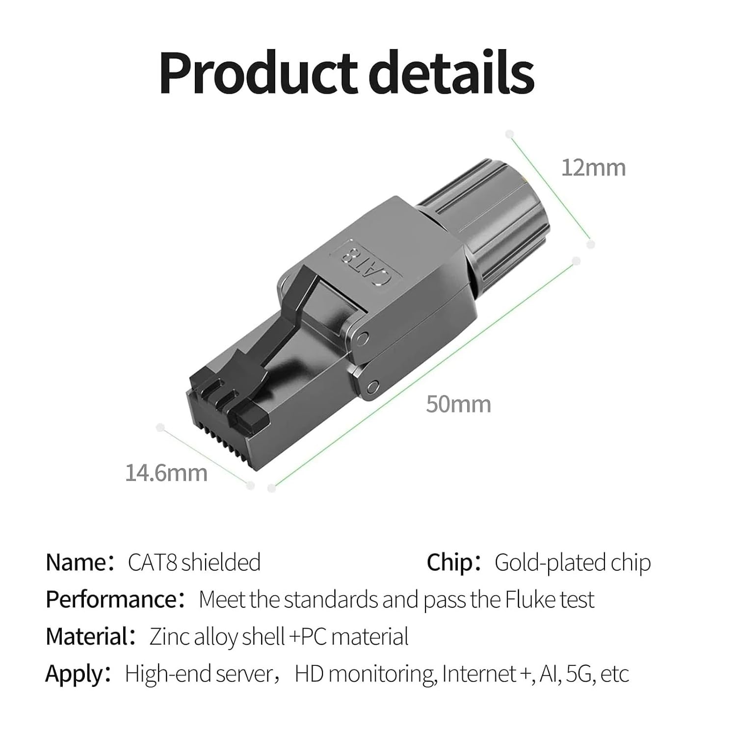 Cat8 Cat7 Cat6a Connector RJ45 Industrial Ethernet Simple Jack Shielded RJ45 Modular Termination Plug - 1 pc(CAT7 STP)