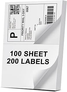 Address Labels, 2 UP Shipping Stickers for Laser & Inkjet Printers,8.5" x 5.5" Shipping Mailing Labels, 2 per Page Shipping Labels, 5 1/2 x 8 1/2 Half Sheet Labels, 200 Labels