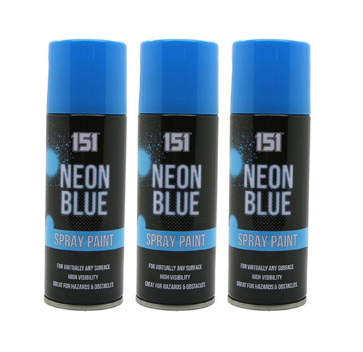 3 X BLUE - FLUORESCENT NEON spray can paint 200ML Graffiti (Banksey) NO CFCs