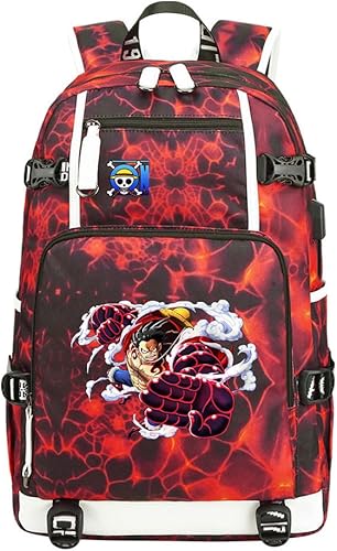 Mochila de animales del rey león con portátil USB, mochila casual de gran capacidad para niño, Negro -, Minimalista