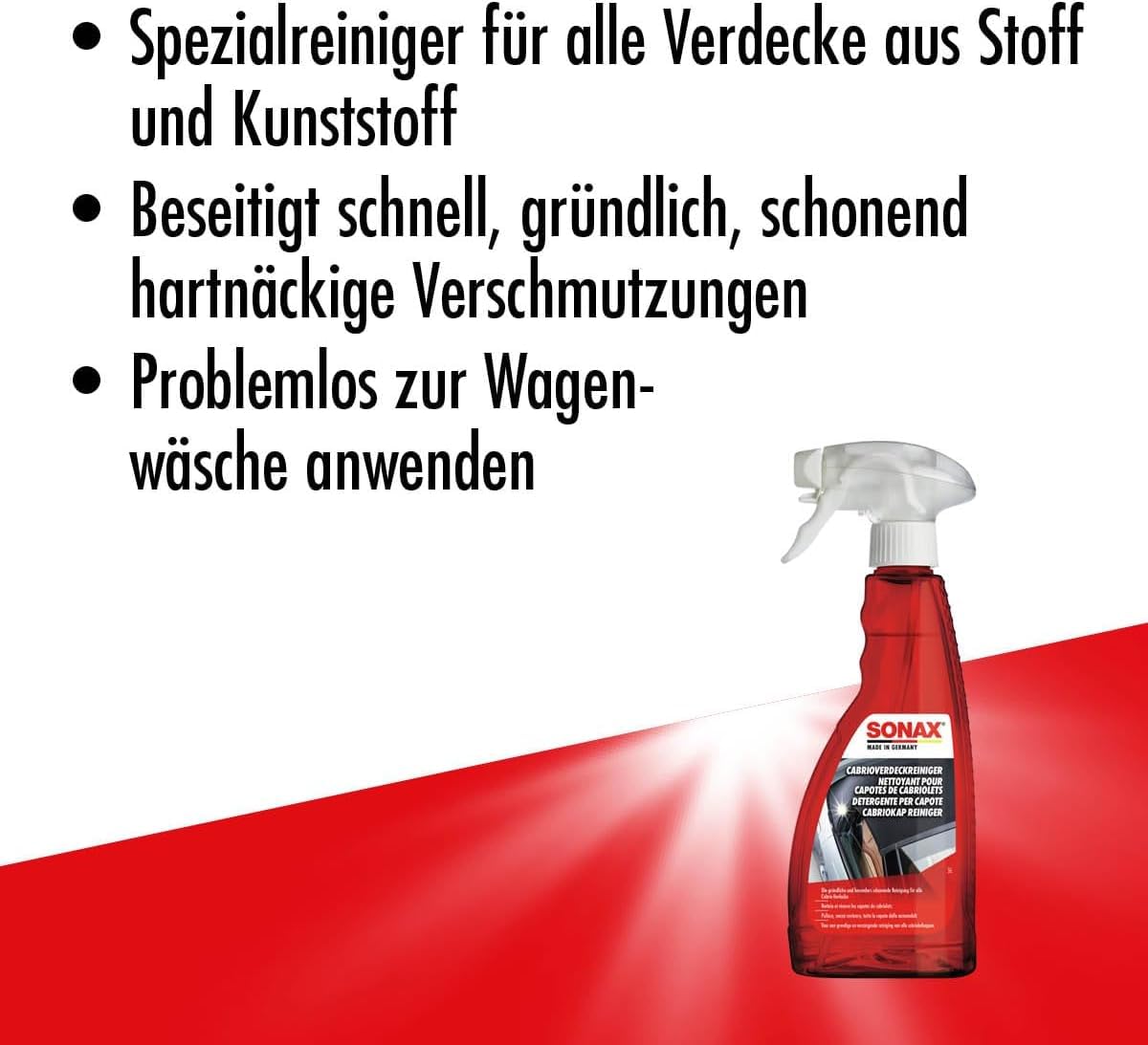 SONAX CabrioverdeckReiniger + Cabrioverdeck Textil-Imprägnierung I Premium Cabrio-Reinigungs-& Imprägnierspray für alle Verdeckarten I Für eine intensive Reinigung & schonende Pflege I 9-teiliges Set