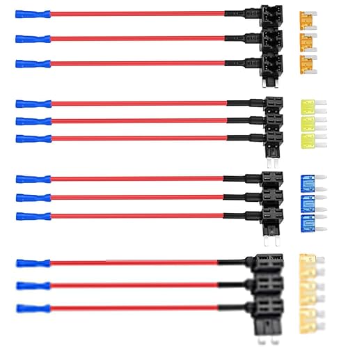 Paquete de 12 fusibles para automóvil de 12 V, mini micro2 y de perfil bajo, 4 tipos ATO ATC, ATM, APM, portafusibles para automóviles, camiones,