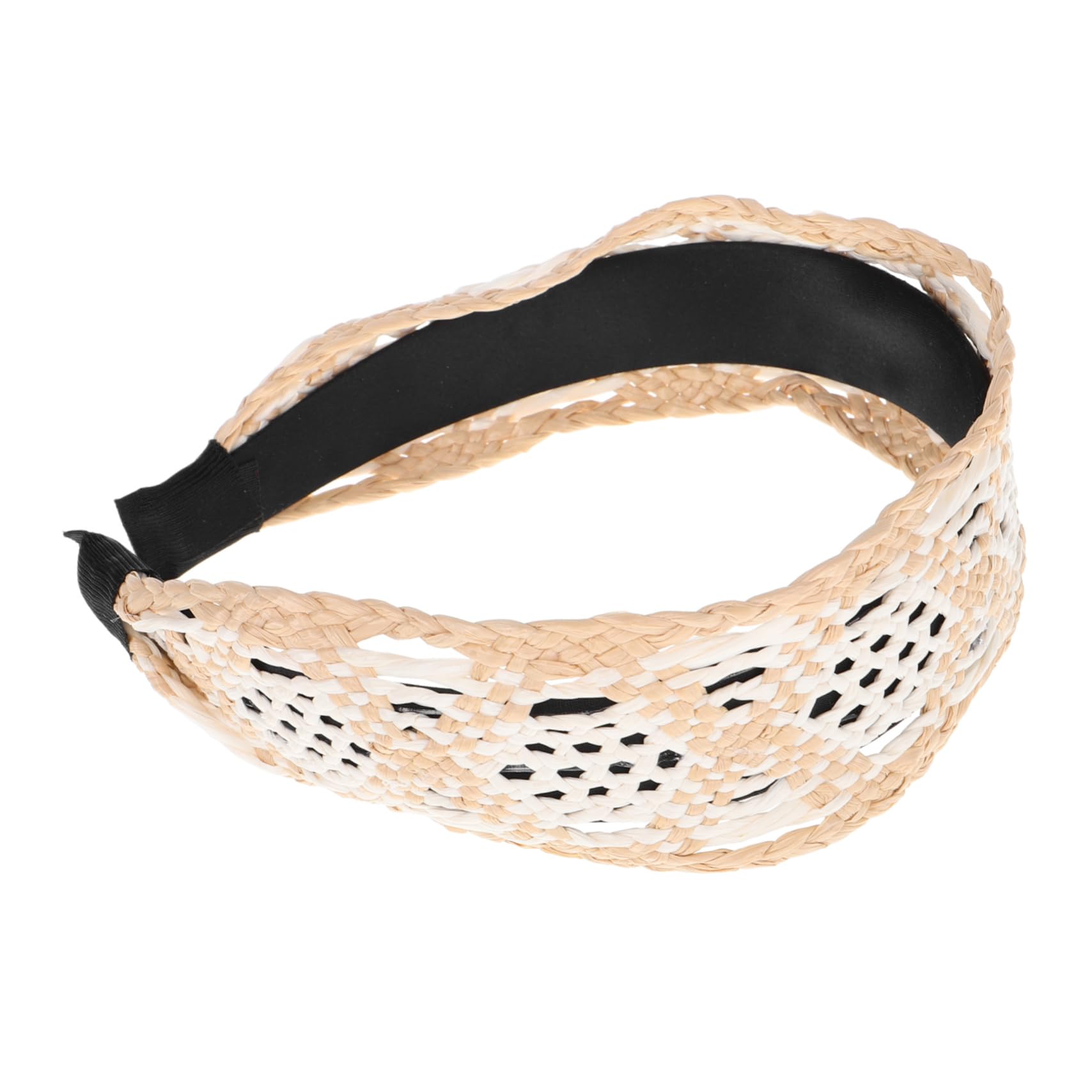Coiffe Tressée en Raphia Large, Bandeau Rétro pour Femmes