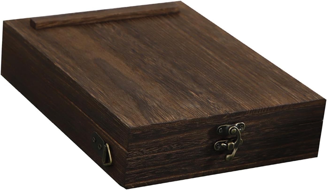 Writer Wood Box Multifunctional Briefcase Handmade with Strap Art Supplies Artist Tool Box 7.48x9.84x2.17 inch