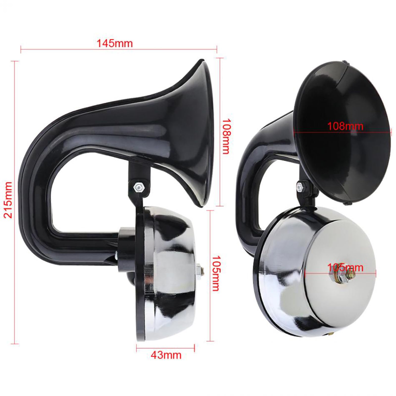 Air Horns Car Air Electric Snail Horn 125DB Super Loud Train Horn for Truck with Bracket 12V for Vehicle Car SUV Trucks Trains Lorrys Cars Boats Ship (12V)
