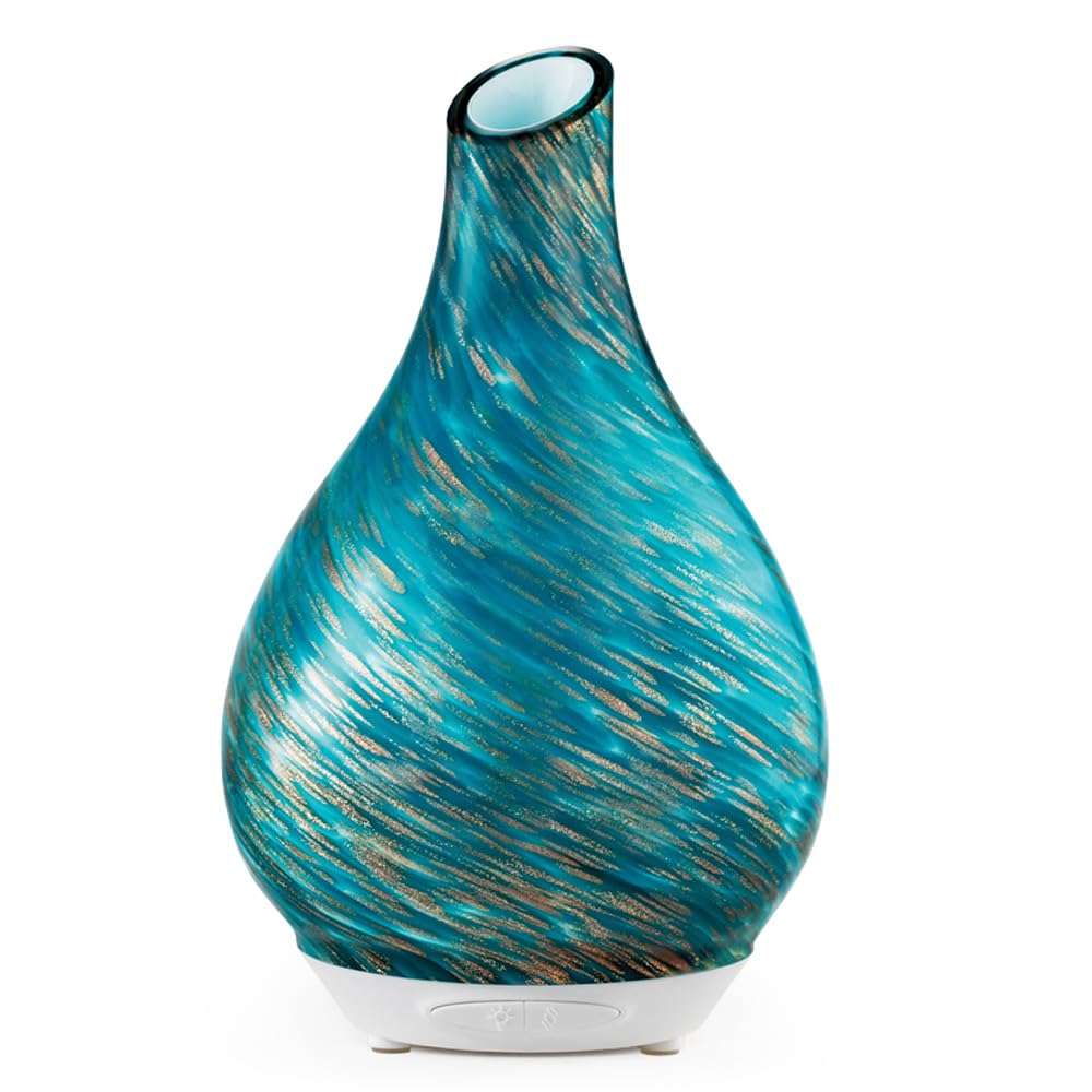 SpaRoomTeardrop Glass Aromatherapy Ultrasonic Misting Essential Oil Diffuser for Large Rooms, Seascape