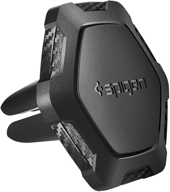 Spigen Car Phone Holder, KUEL [QS11] [Engineered Design] Magnetic In Car Phone Holder, Air Vent Hexagon Carbon Pattern 360° Rotatable One Touch Application