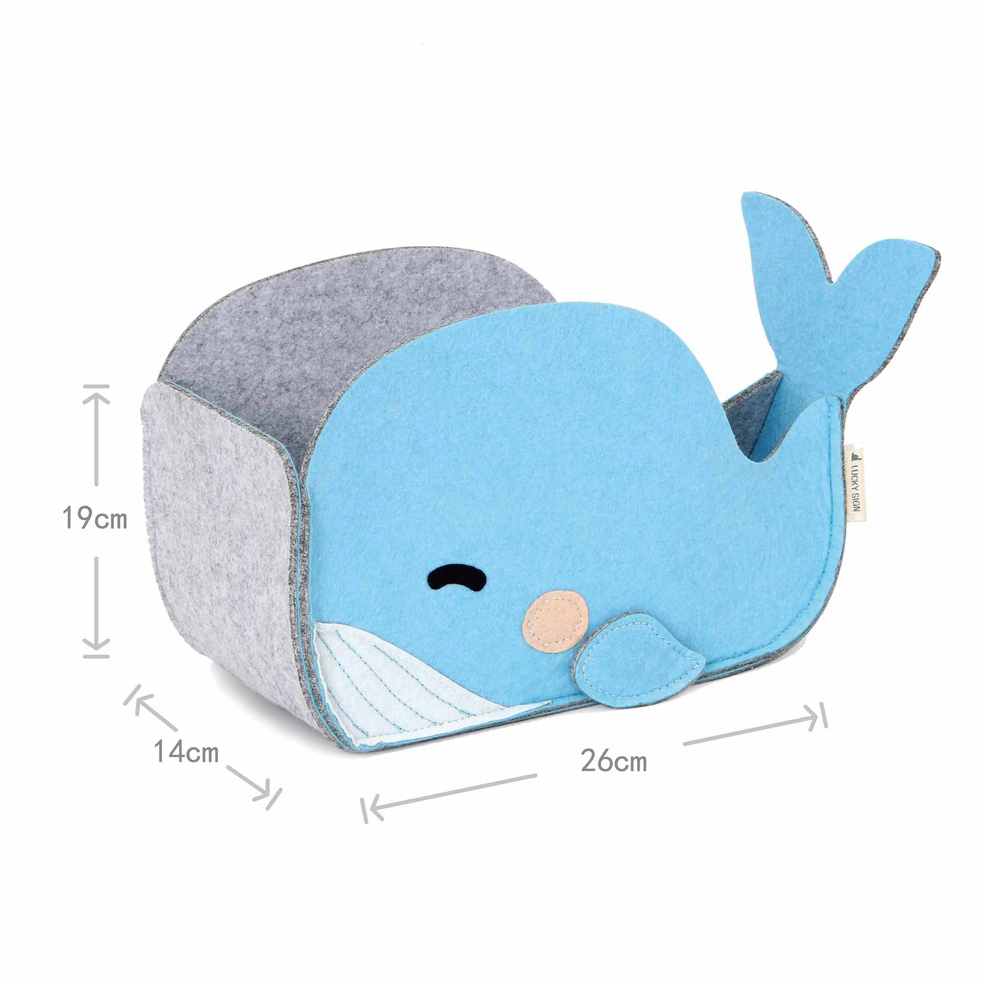 Lucky Sign - Scatola portaoggetti per bambini in feltro pieghevole per bambini e bambine, 26X14X19cm, Baby Whale
