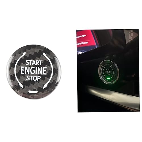Botón de arranque de fibra de carbono compatible con Corvette C8 2020 2021 2022 2023 2024 2025 2026 (negro)