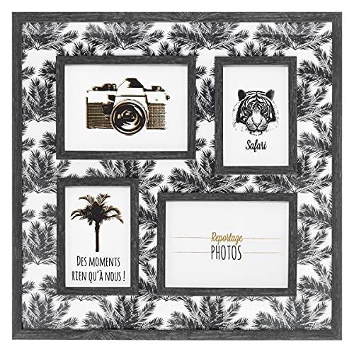 Atmosphera - Pêle-mêle 4 Cadres Photos en Relief Motif Palmier 46 x 46 cm​​​​​​​
