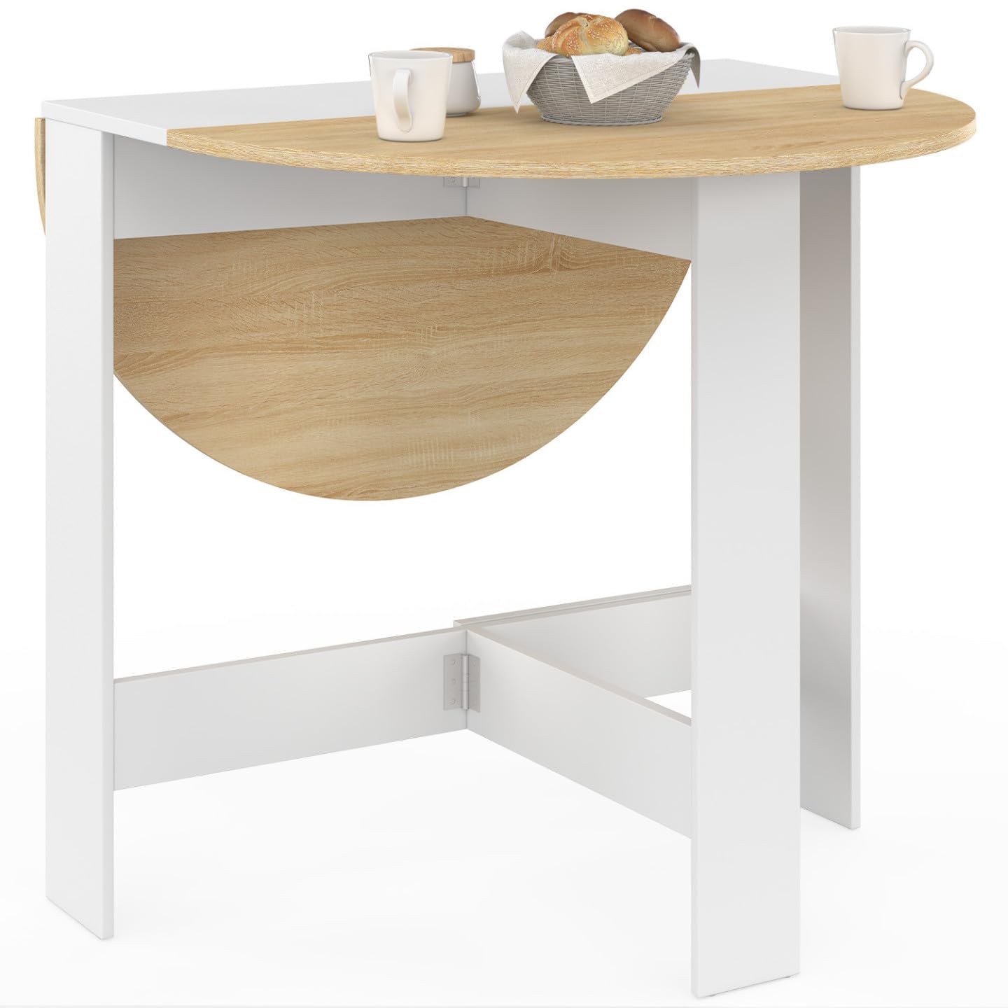 IDMarket - Table Console Pliable Ronde EDI 2-4 Personnes 103 x 76 cm