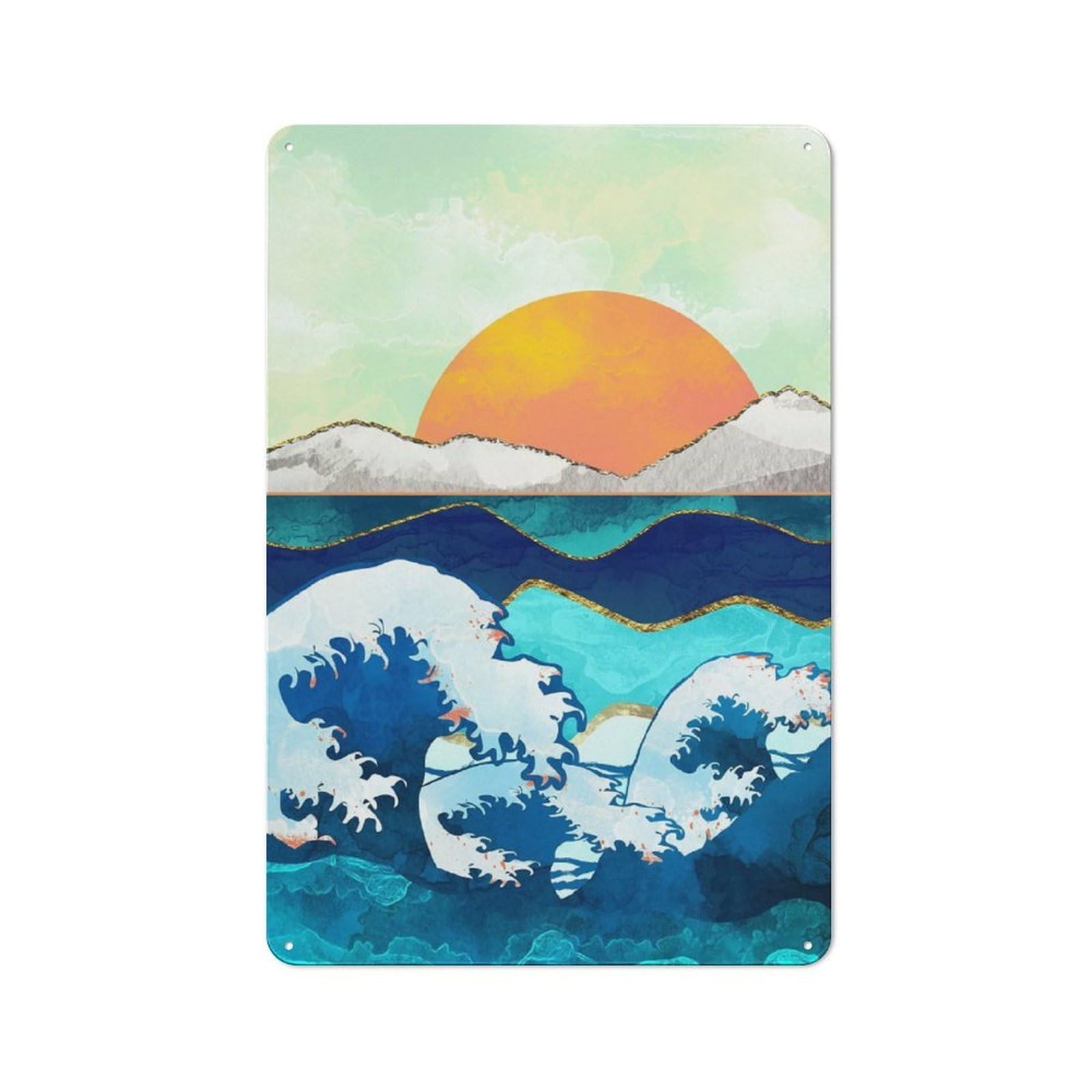 Junmoney Style-18 Stormy Waters Rustic Metal Plaque 30X20cm For Café Or Restaurant, Wall Decor For People Reorganising Café And Restaurant