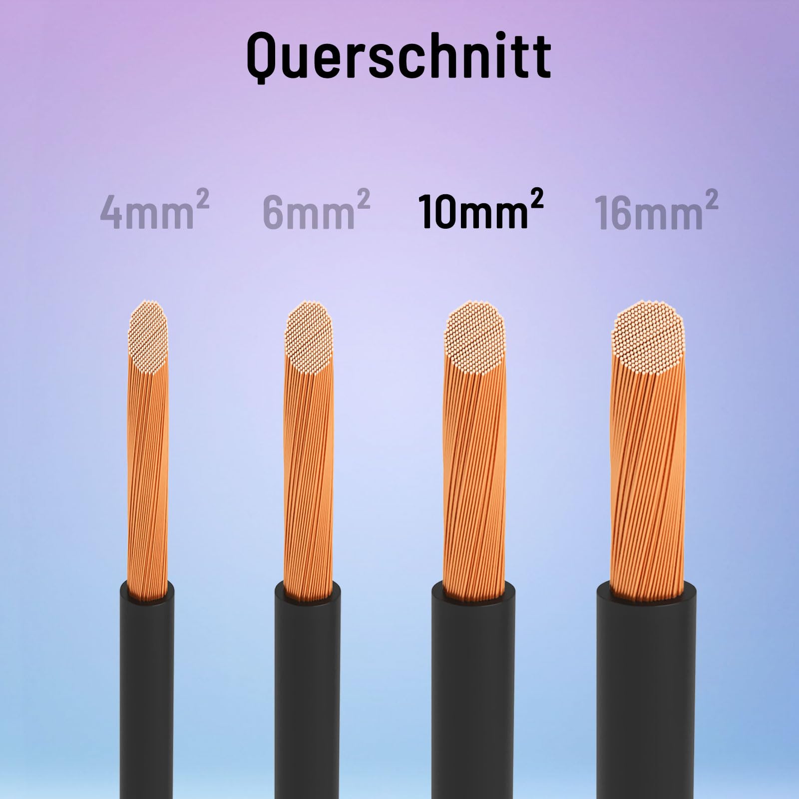 HB-DIGITAL Aderleitung H07V-K 10mm² Flexible Verdrahtungsleitung PVC Einzelader Litze - Schwarz - 15m