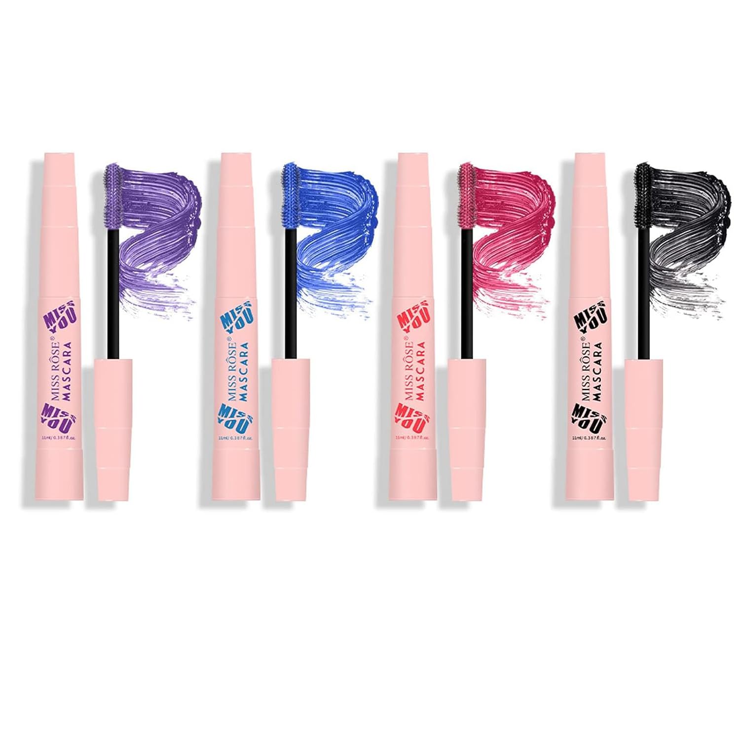 AzoneeLong Lasting Smudge, Proof Lash Sensational Mascara, Washable Volumizing Lengthening Defining Curling Eyelash Makeup Set Lift Separate Eye Lashes False Lash Effect Mascara 4 Pcs