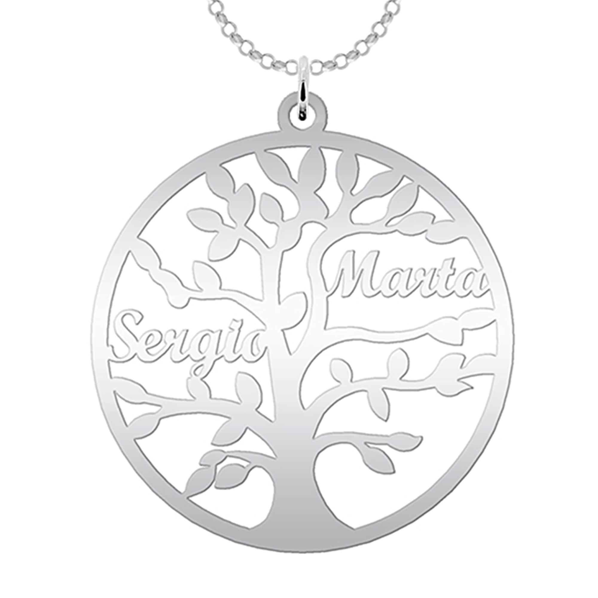 Mi Joya PersonalizadaMi joya personalizada Collar Árbol de la Vida para Mujer Plata de Ley - Colgante Regalo Original para Madres y Abuelas donde incluir Nombres de su Familia, hasta 9 Nombres (2 Nombres)