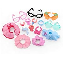 15pcs Mini Accessories for lps Pets ,Include 4pcs Little Dress Skirt 4pcs Glasses 7pcs Collar,Fit for Shorthair Cat Collie Dachshund Cocker Spaniel Great Dane Deer Pet Figure