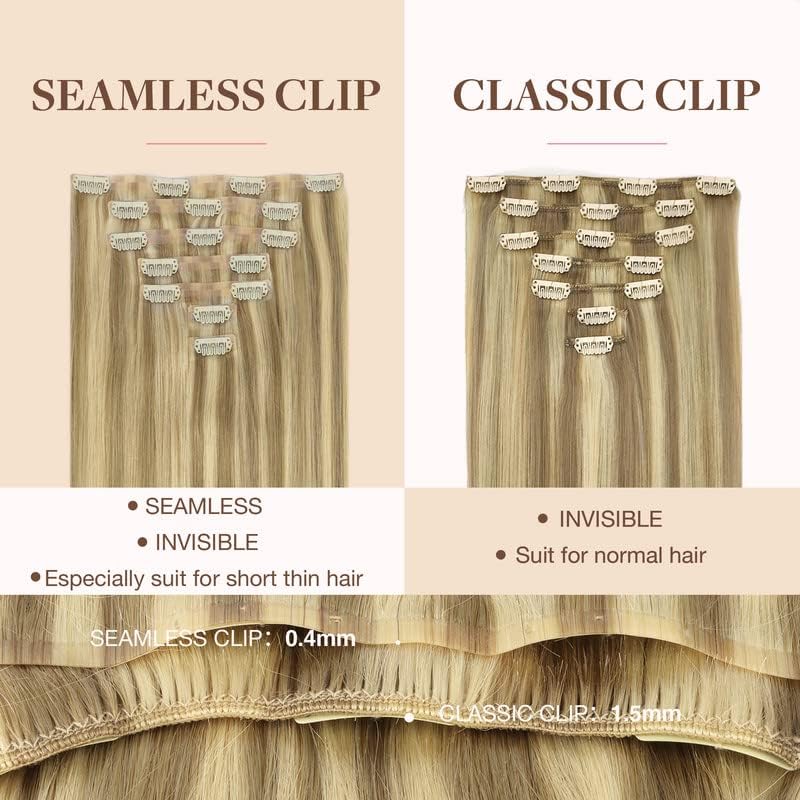 Image of GOO GOO Seamless Clip in Hair Extensions Real Human Hair Remy Extensions