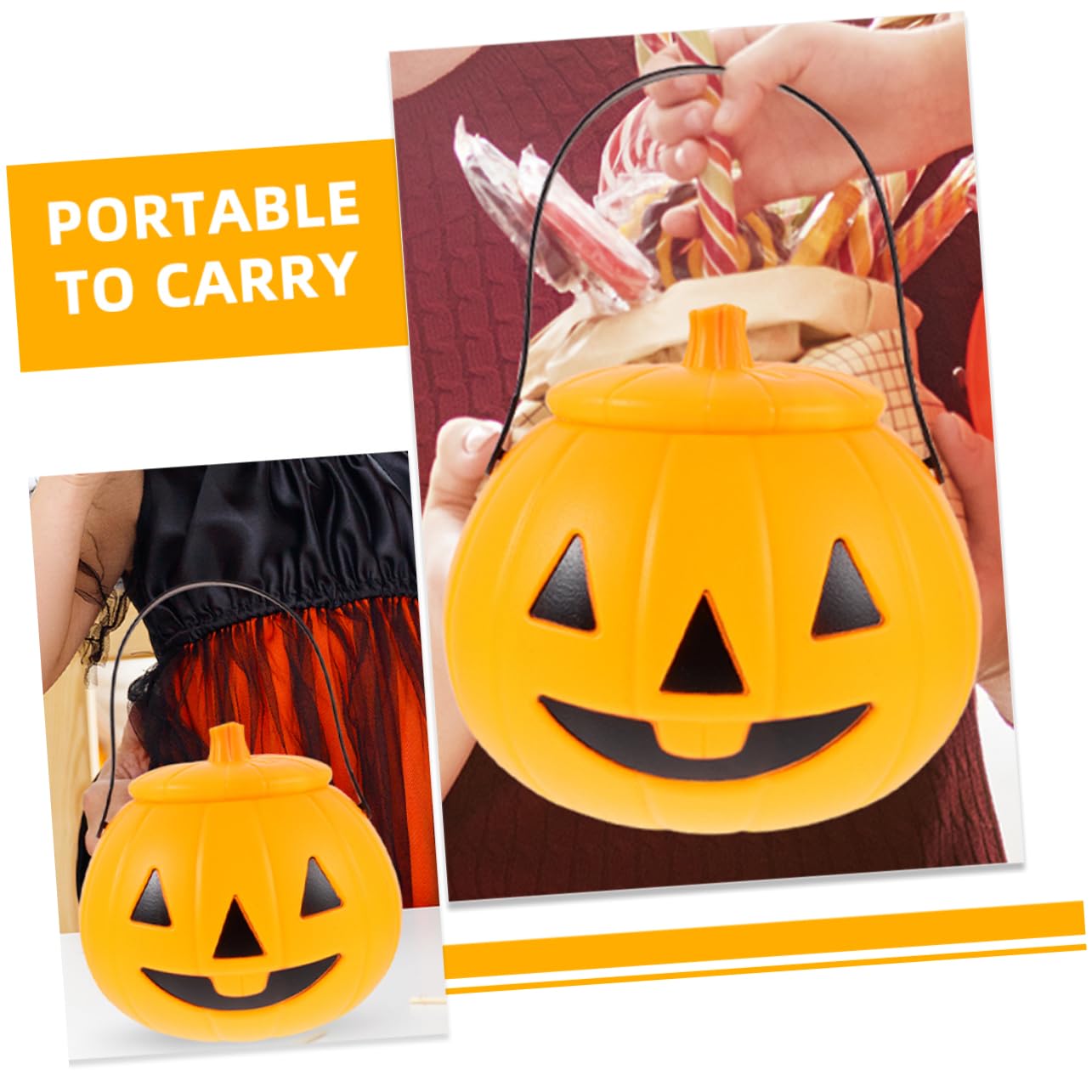 KOMBIUDA 2pièces Seau à Bonbons Citrouille De Seaux Halloween Portable pour Collecte De Sucreries Décoration Amusante Et Pratique pour Fête Halloween