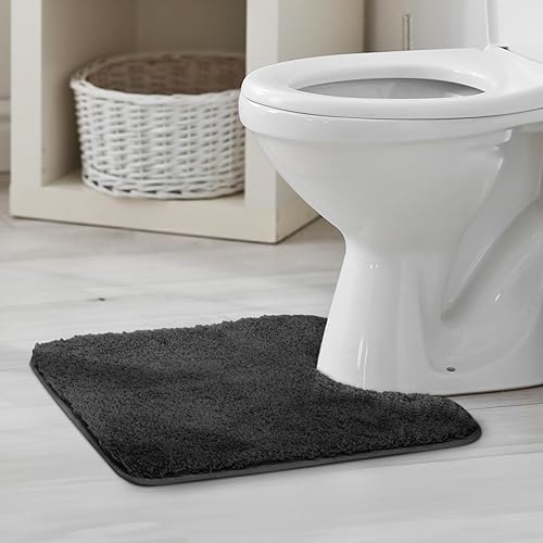 Miniatura 3 de TECHMILLY Alfombras de baño de microfibra súper suaves y peludas en forma de U, absorbentes, gruesas, antideslizantes, alfombras de inodoro, tapete