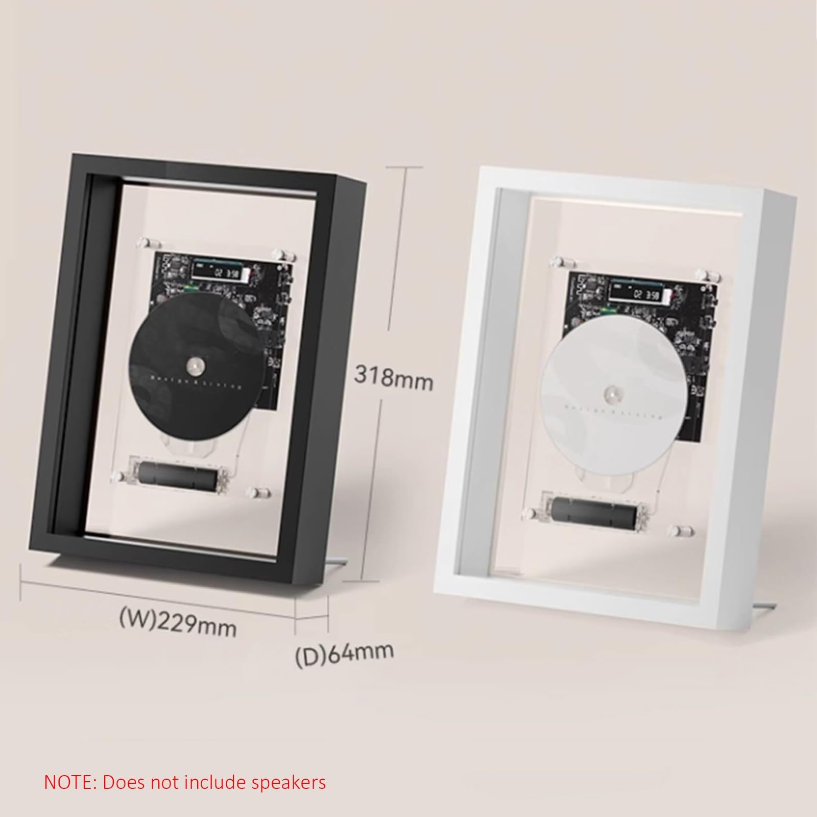 Lettore CD montabile a parete, lettore CD con cornice musicale intelligente con telecomando, durata della batteria 6-8 ore, uscita Bluetooth 5.0/AUX da 3,5 mm, schermo digitale LED, per galleria di