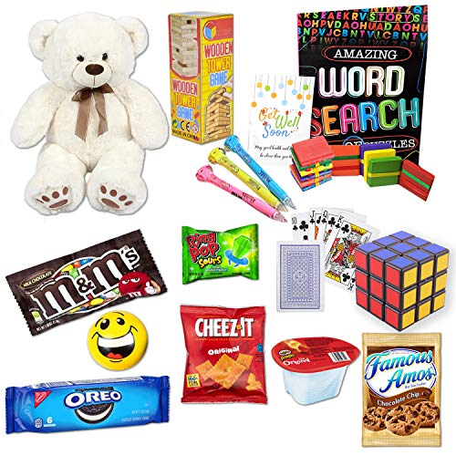 Get Well Soon Gift Basket For Kids, Sick Care Package For Child Boy Girl, Feel Better Soon Home, Hospital W/Activity Games, Toys, Teddy Bear, Candy & Snacks Covid, Recovery Cancer #TOP1